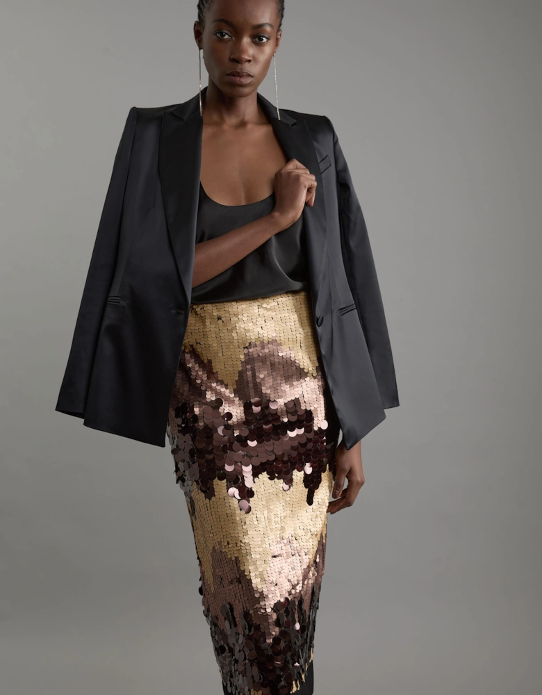 Tall Sequin Georgette Panelled Woven Midi Skirt