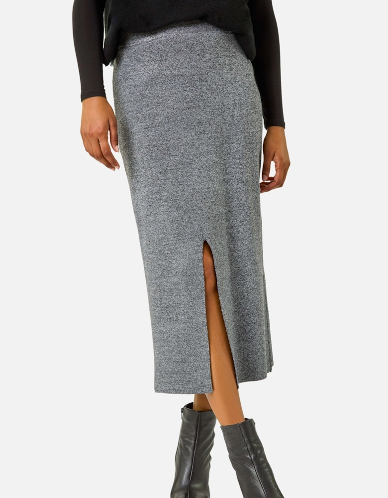 Front Split Knitted Midi Skirt