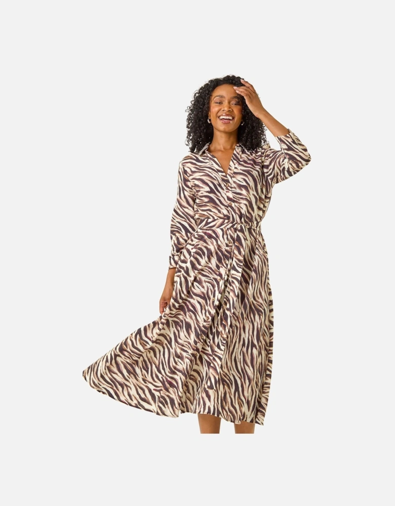 Petite Animal Print Midi Shirt Dress