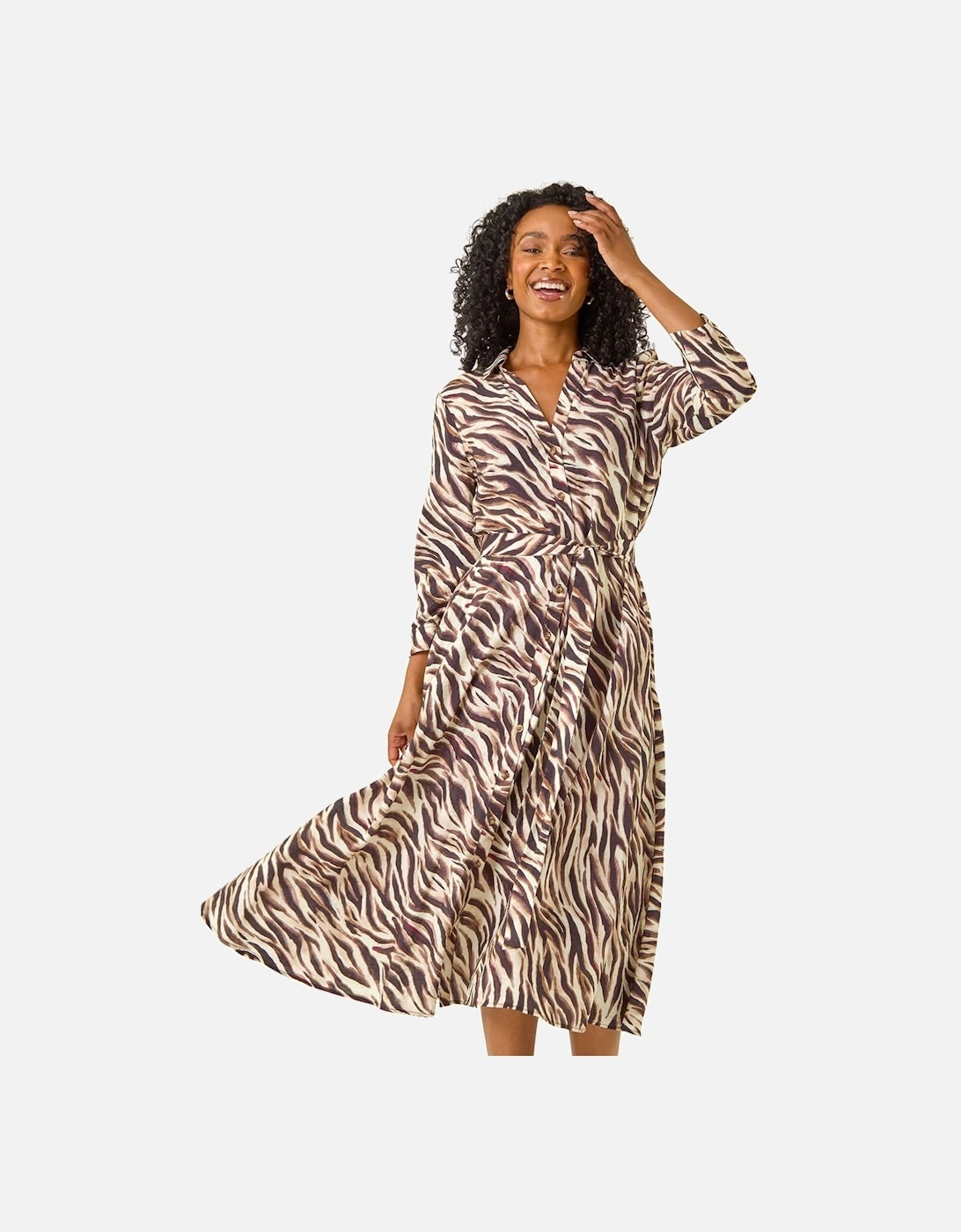 Petite Animal Print Midi Shirt Dress, 2 of 1