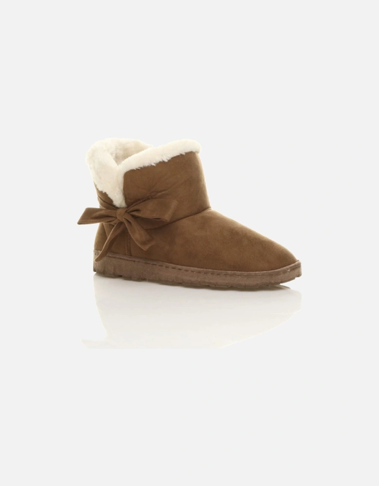 Flat  Heel Faux Fur Lined Ankle Boots Faux Suede Slippers