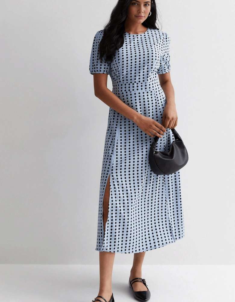Short Sleeve Maxi Dress in Polka Dots
