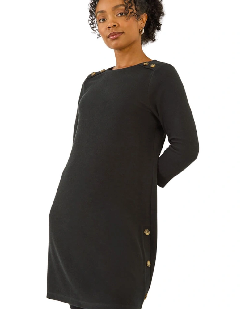 Petite Buttoned Stretch Dress