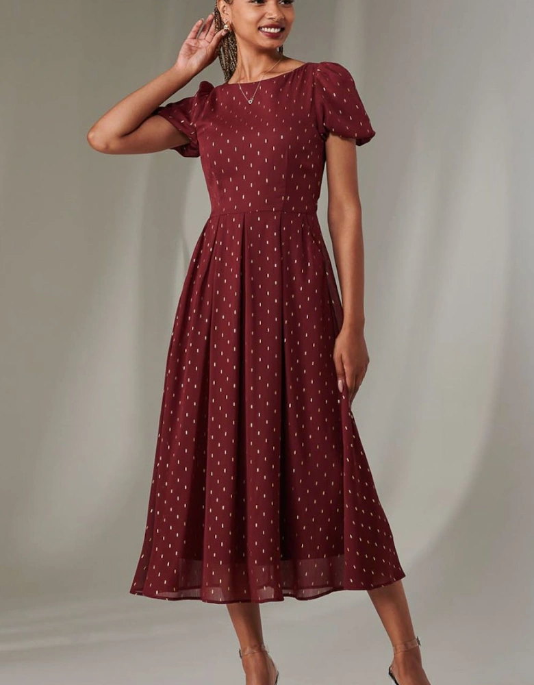 Metallic Spot Chiffon Midimix Dress