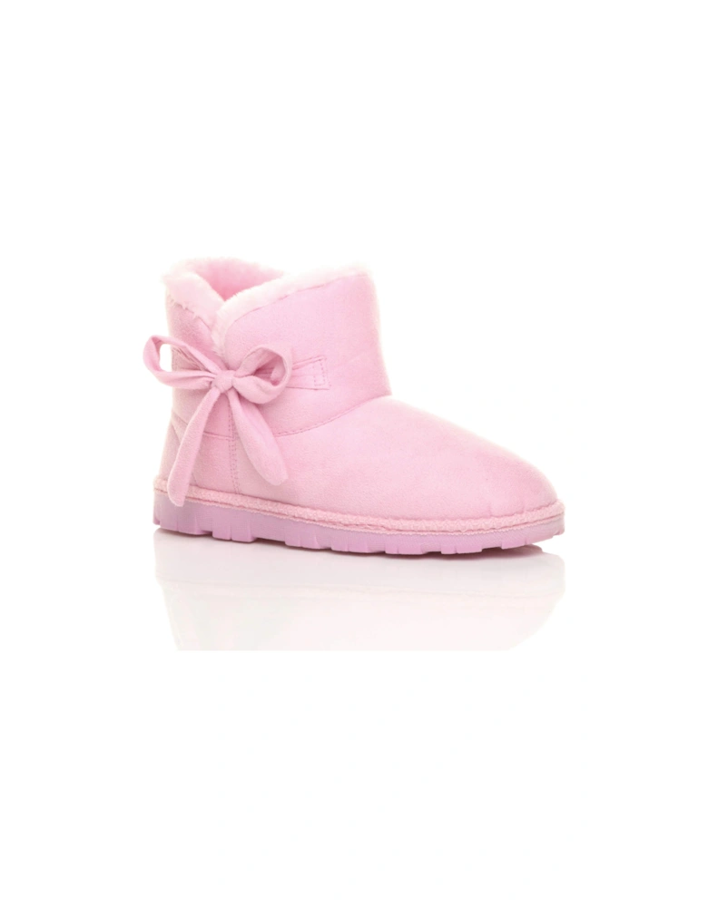 Flat  Heel Faux Fur Lined Ankle Boots Faux Suede Slippers