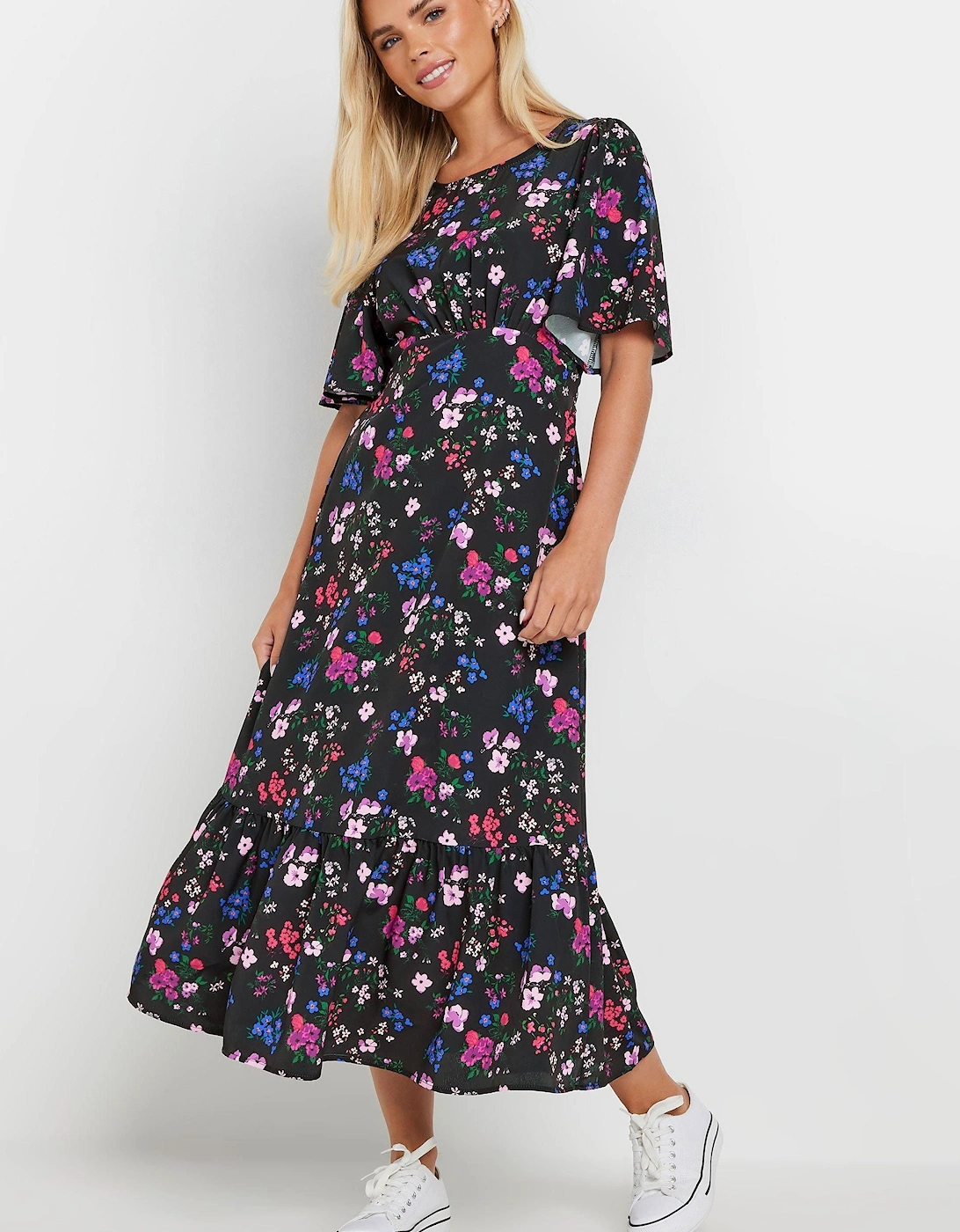 Petite Print Flutter Sleeve Dress, 2 of 1
