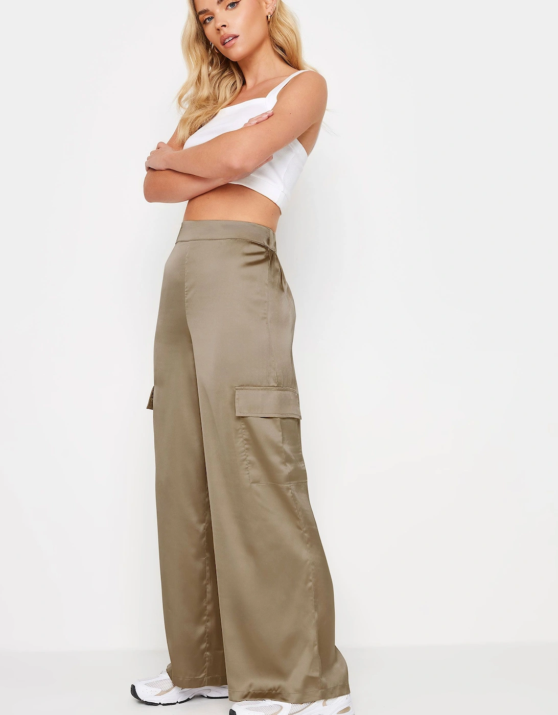 Petite Satin Cargo Trousers, 2 of 1