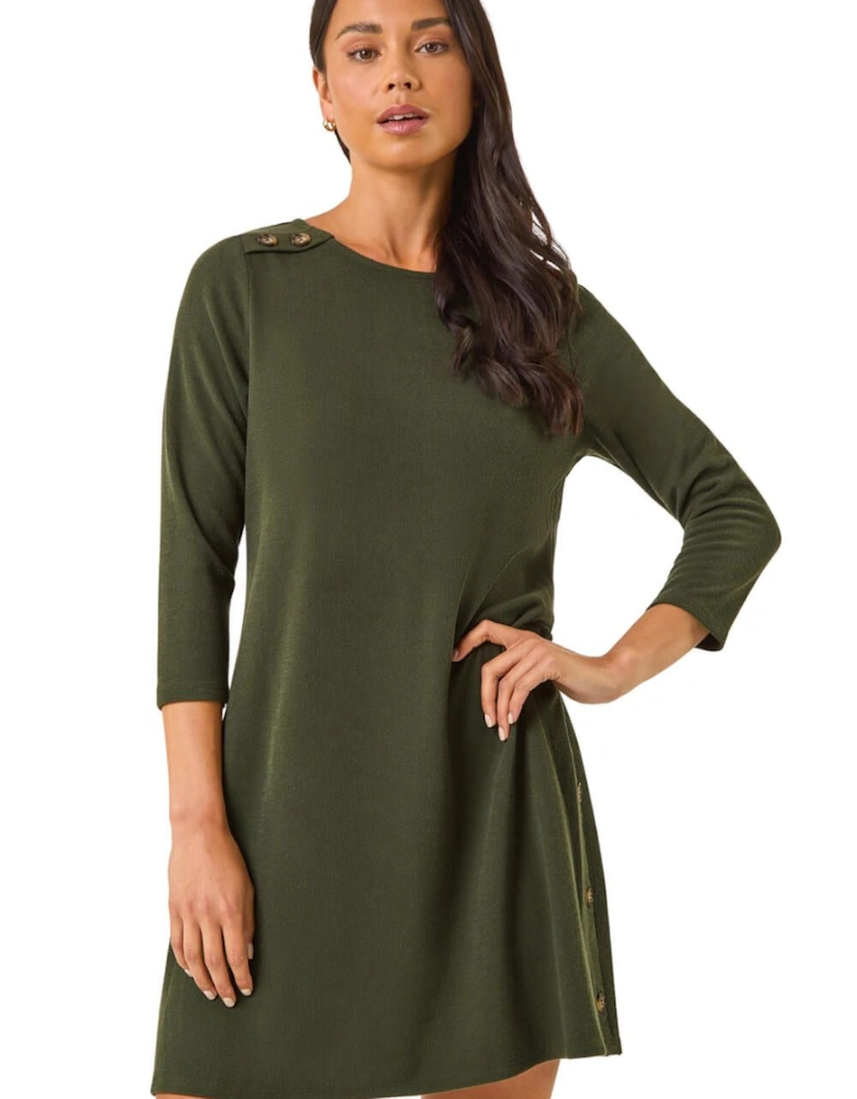 Petite Buttoned Stretch Dress