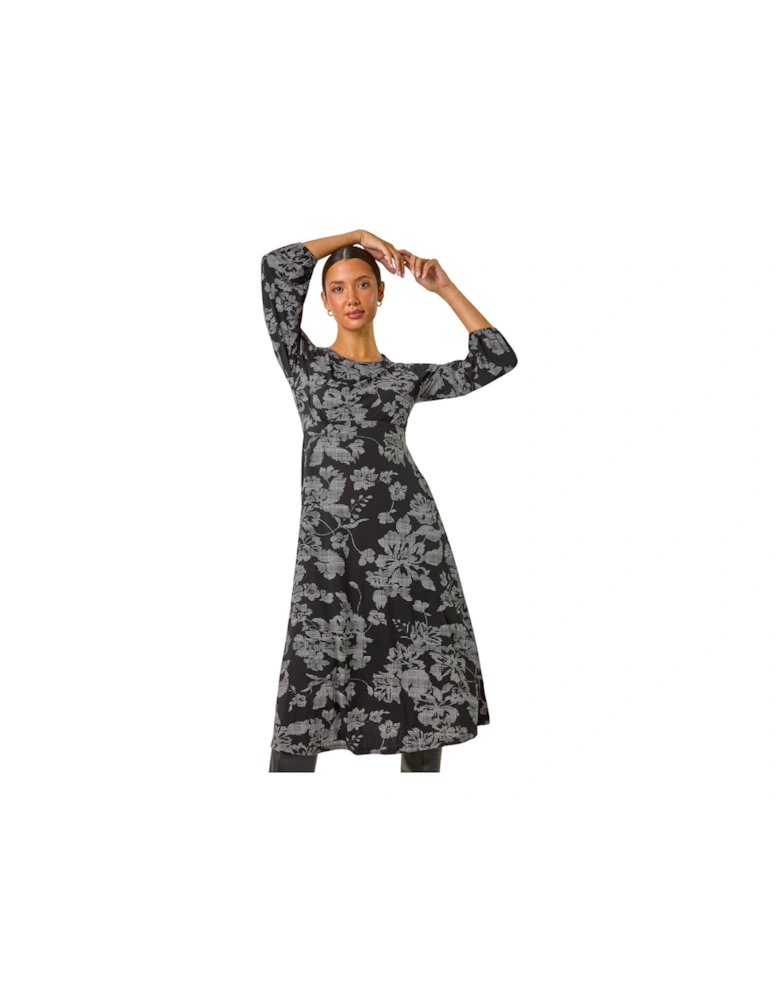 Floral A-Line Midi Dress