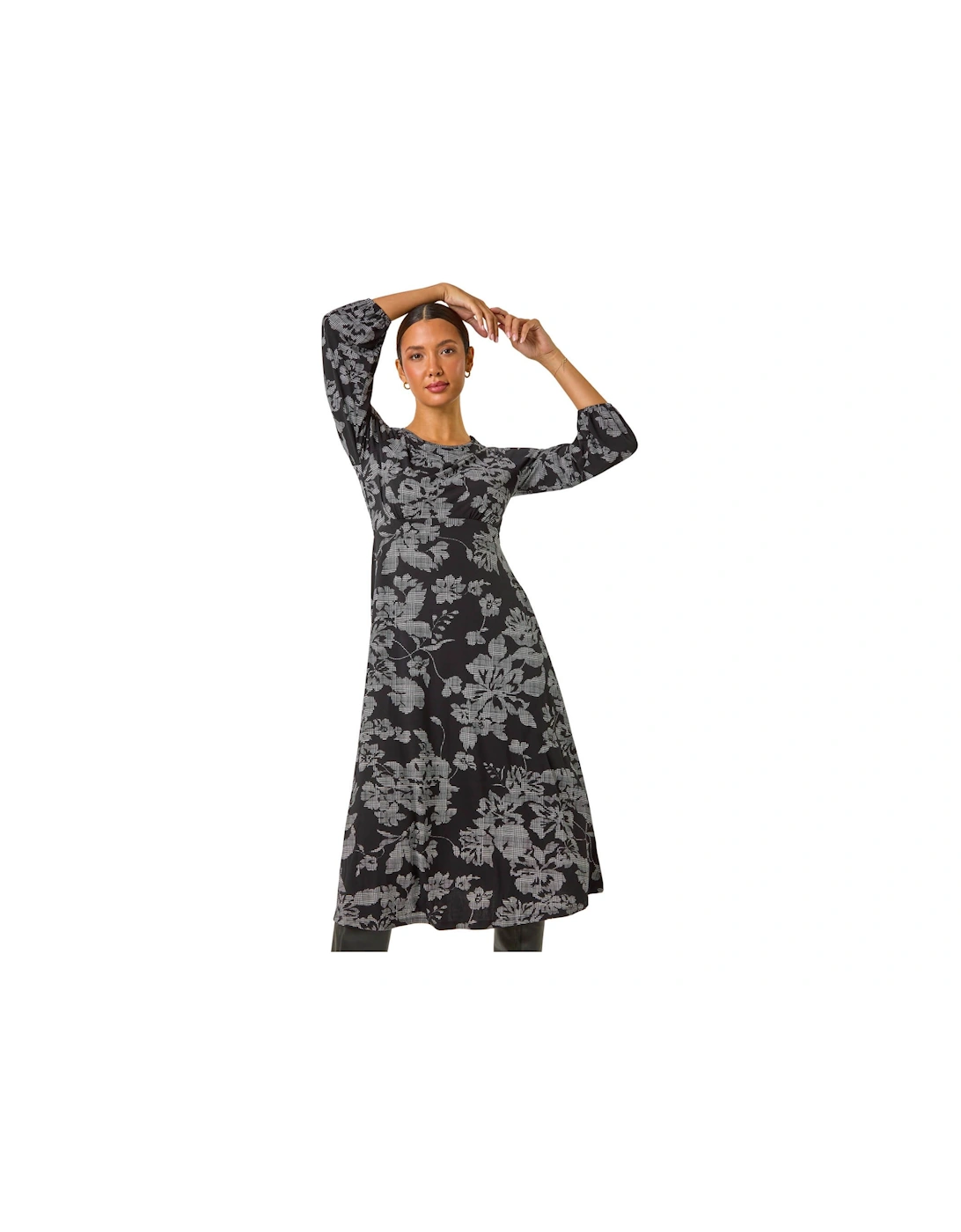 Floral A-Line Midi Dress, 2 of 1