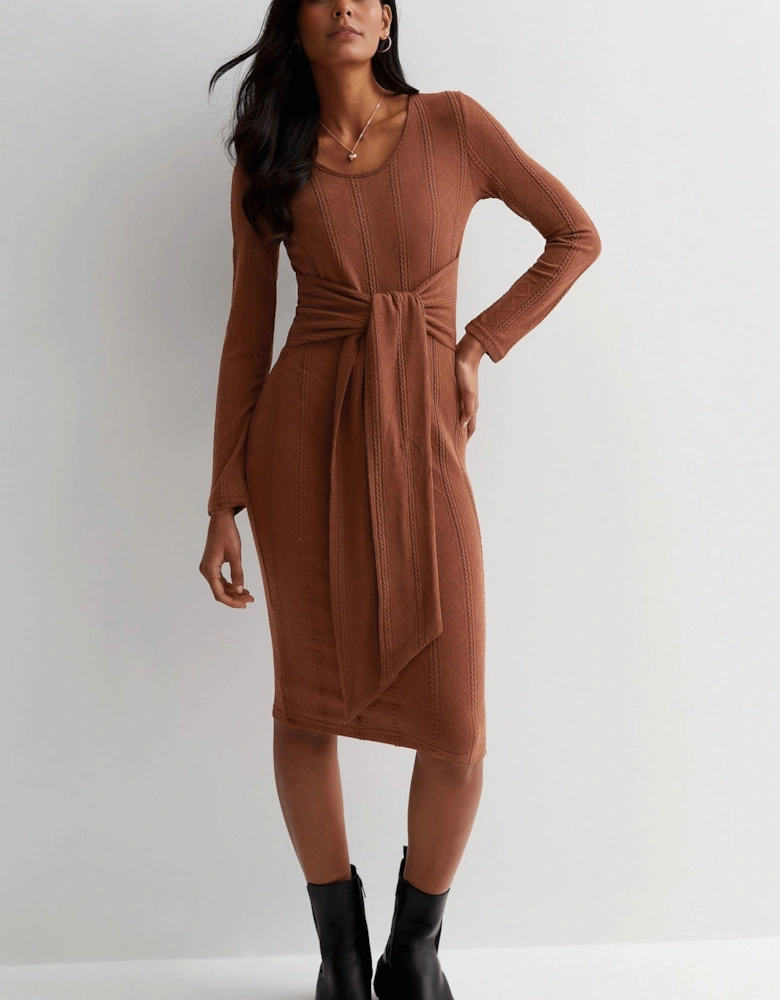 Front Tie Bodycon Knit Dress