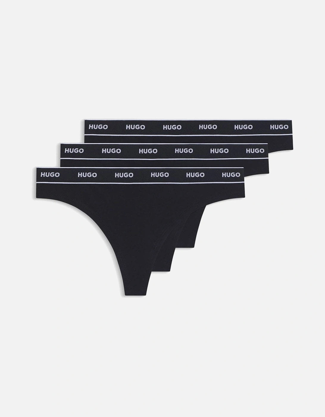 Hugo Boss Women's 3 Pack of Logo Band Thongs - Black - Size: XS