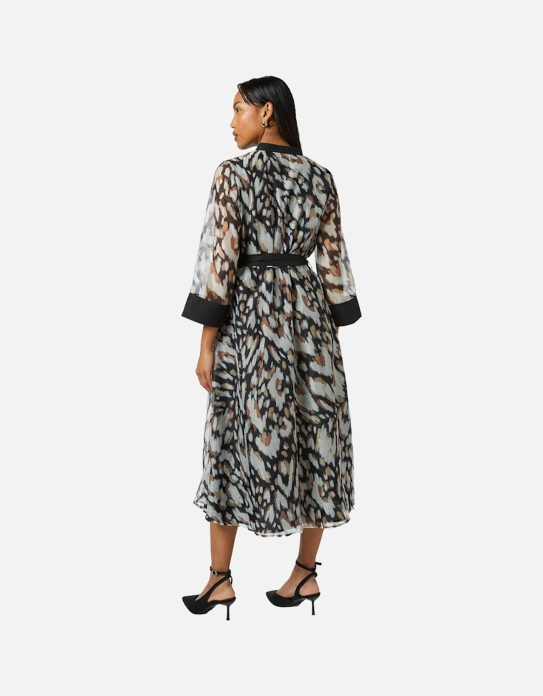Womens/Ladies Contrast Detail Collarless Shirt Dress