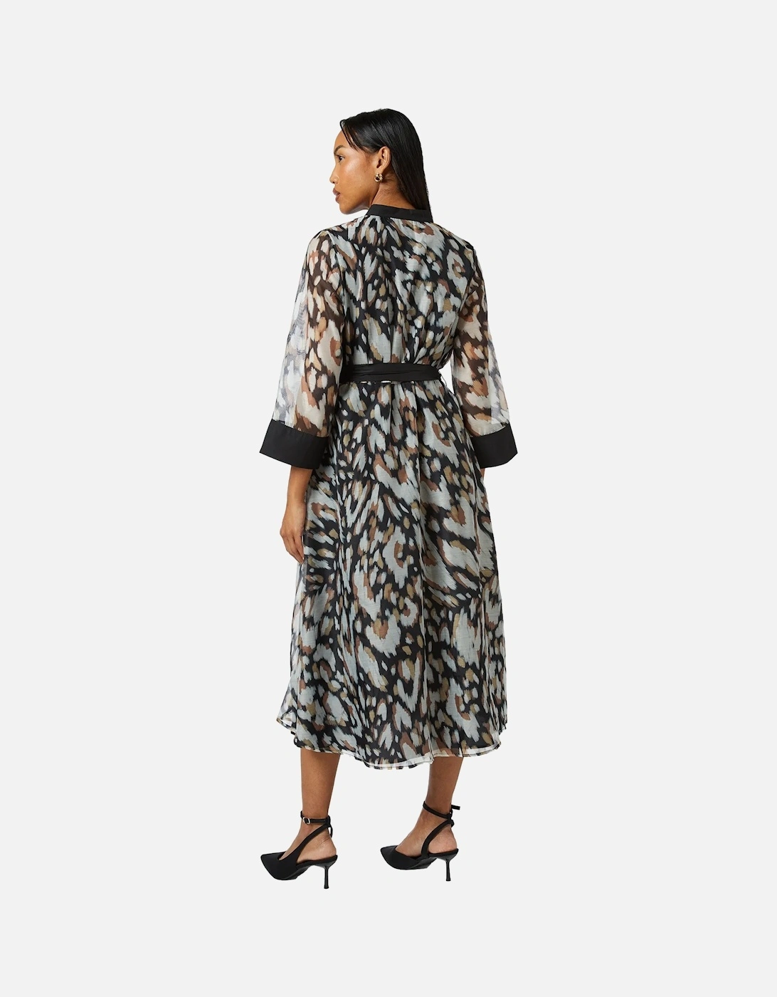 Womens/Ladies Contrast Detail Collarless Shirt Dress