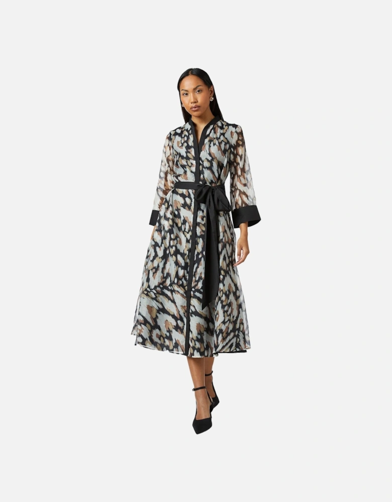Womens/Ladies Contrast Detail Collarless Shirt Dress