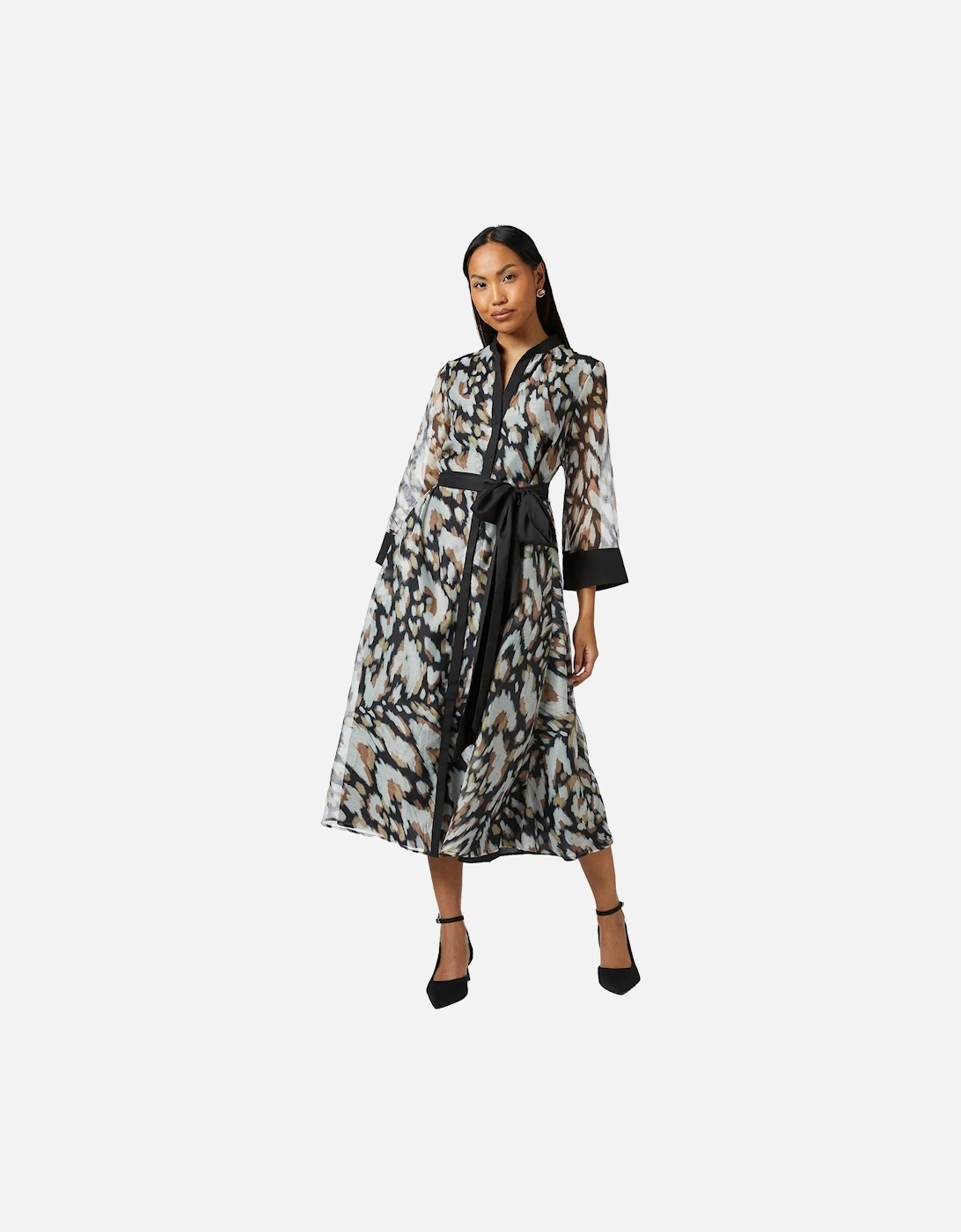 Womens/Ladies Contrast Detail Collarless Shirt Dress