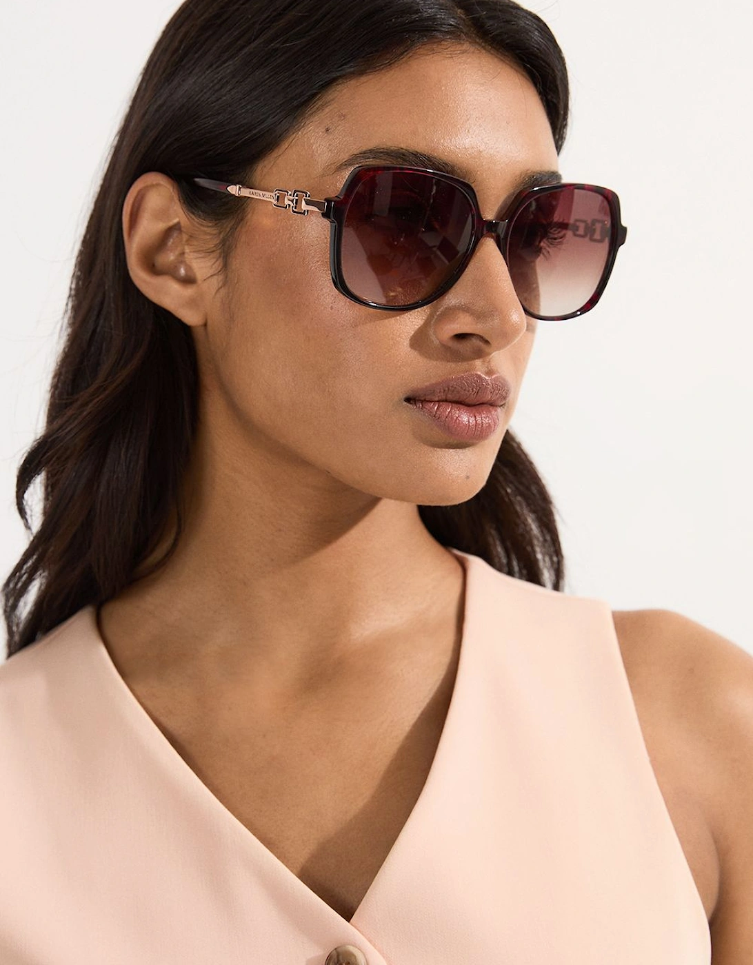 Dark Red Rounded Gold Detail Sunglasses, 2 of 1