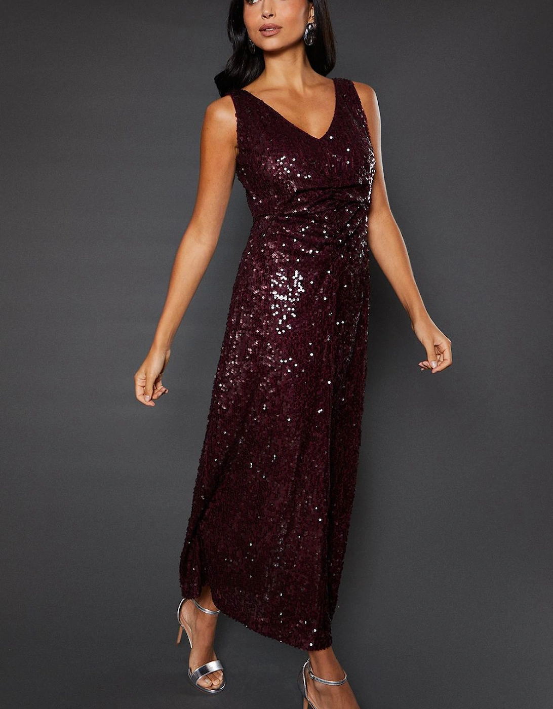 Occasion Sequin Ruched Midaxi Dress, 2 of 1