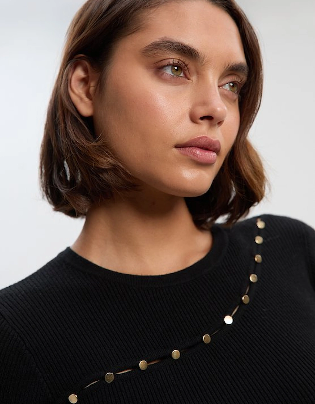 Viscose Blend Cut Out Trim Detail Knit Midi Dress