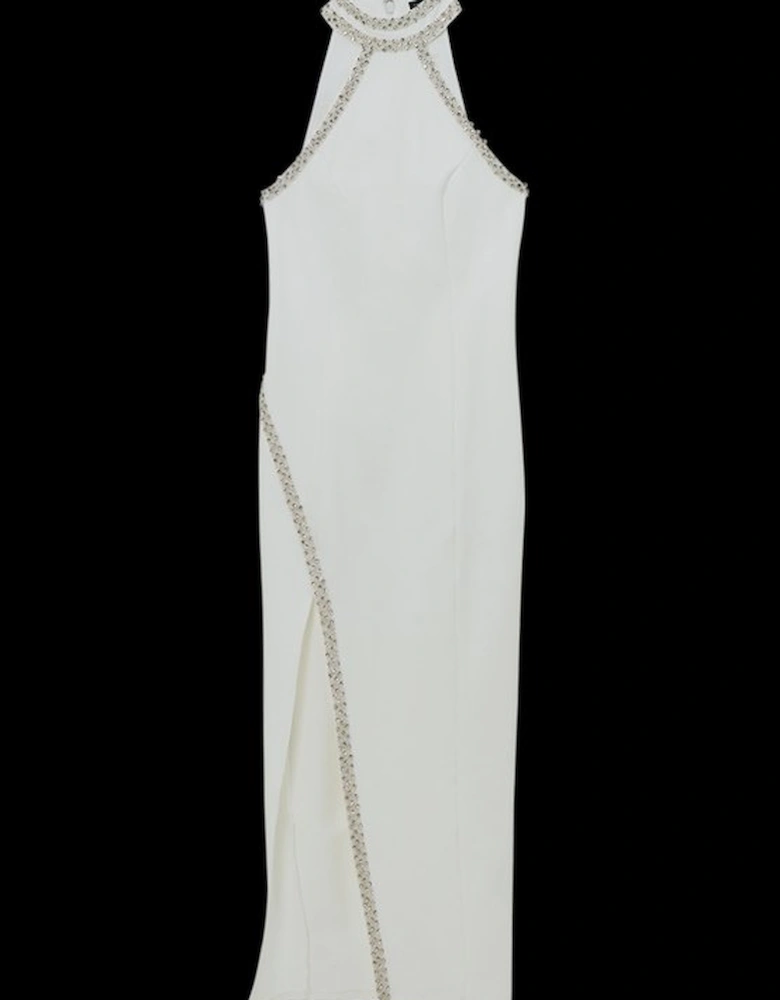 Premium Embellished Ponte Jersey Midi Dress