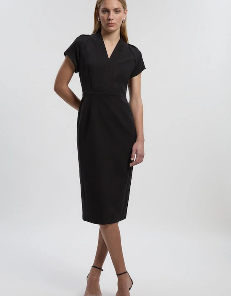 Structured Crepe Forever Pencil Midi Dress