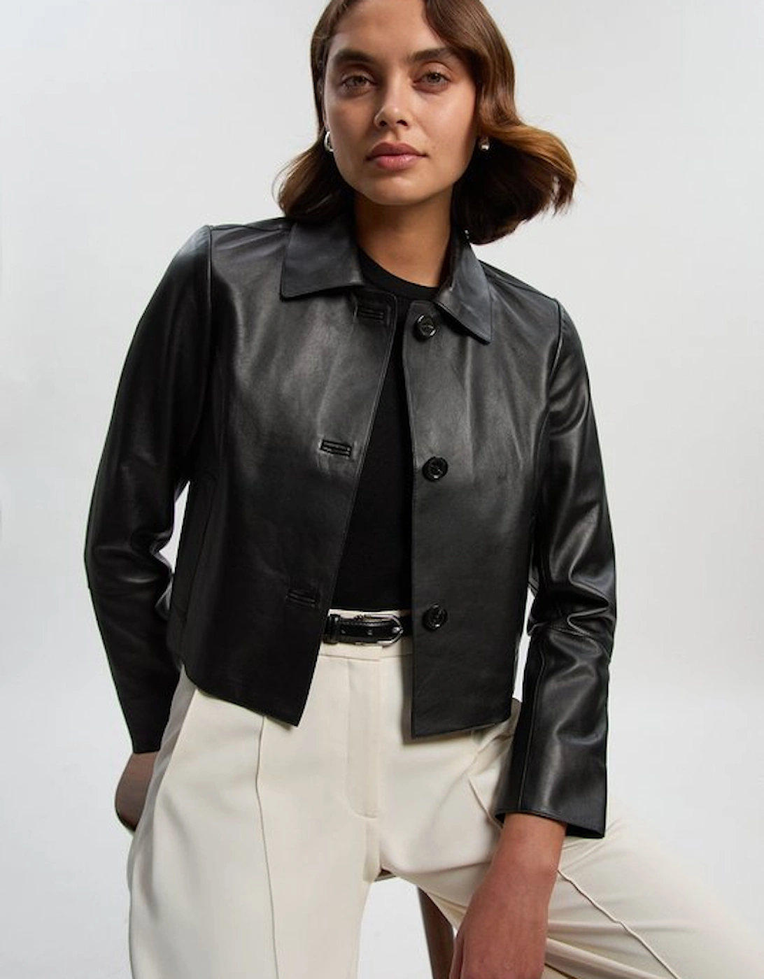 Leather Collared Jacket, 2 of 1