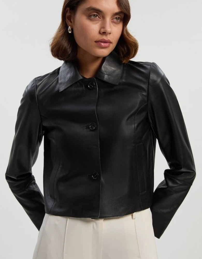 Leather Collared Jacket