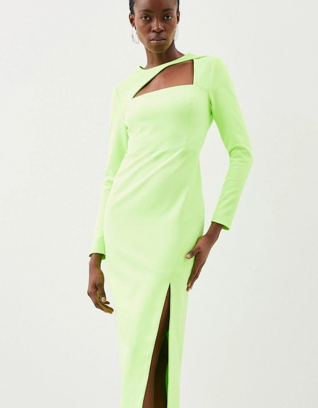 Tailored Stretch Crepe Asymmetric Panel Pencil Dress, 5 of 4