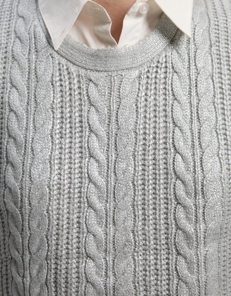 Foil Cable Knit Tank Top