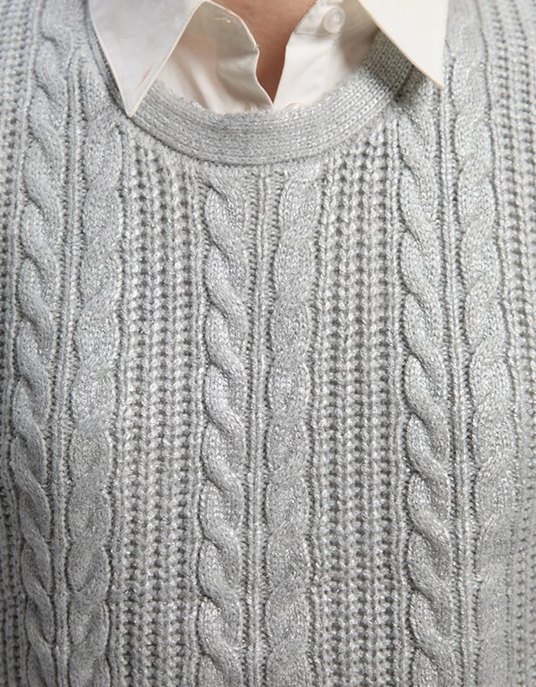 Foil Cable Knit Tank Top