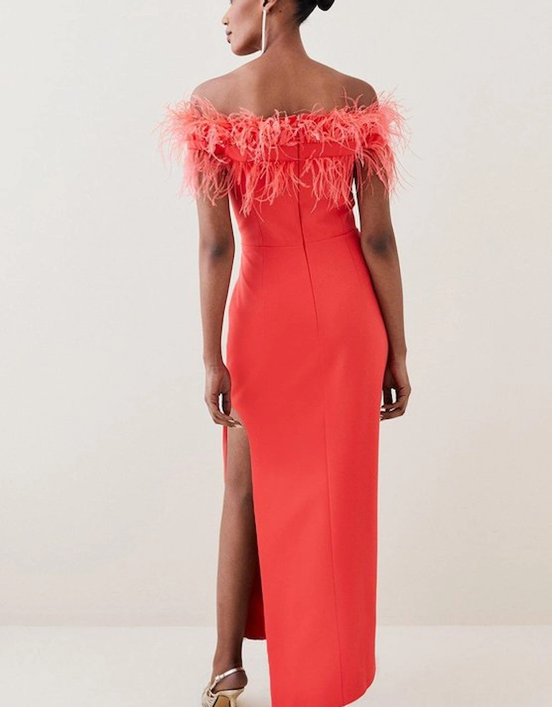 Petite Feather Bardot Stretch Crepe Maxi Dress