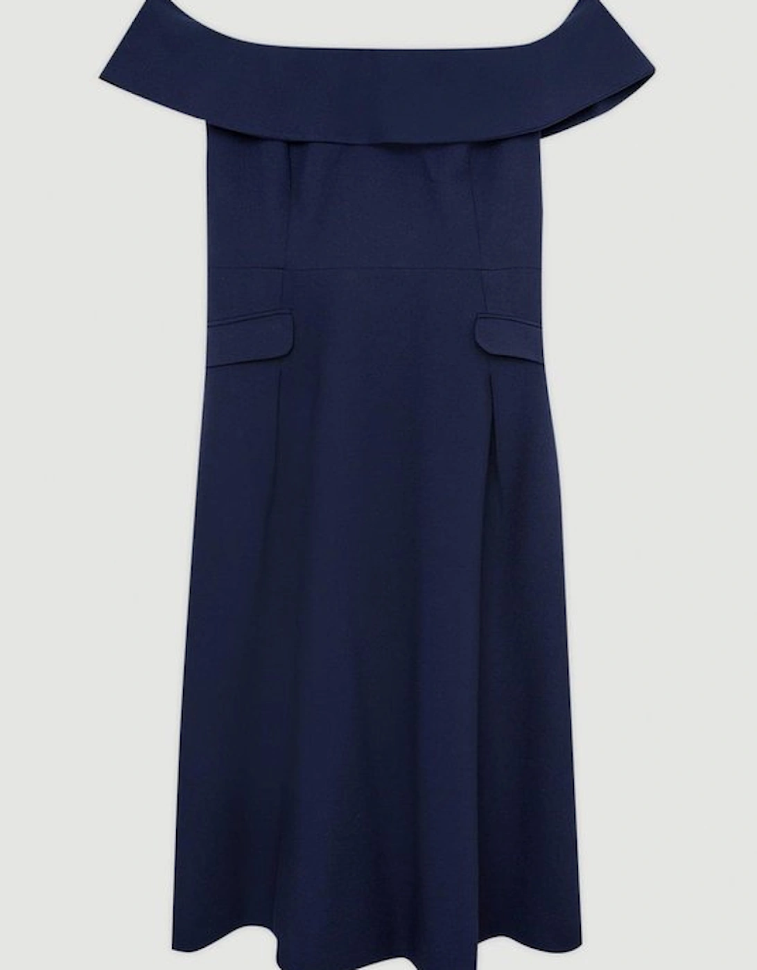 Lydia Millen Plus Size Compact Stretch Off The Shoulder Full Skirt Tailored Midi Dress