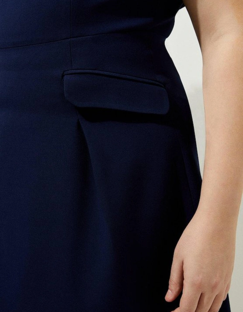 Lydia Millen Plus Size Compact Stretch Off The Shoulder Full Skirt Tailored Midi Dress