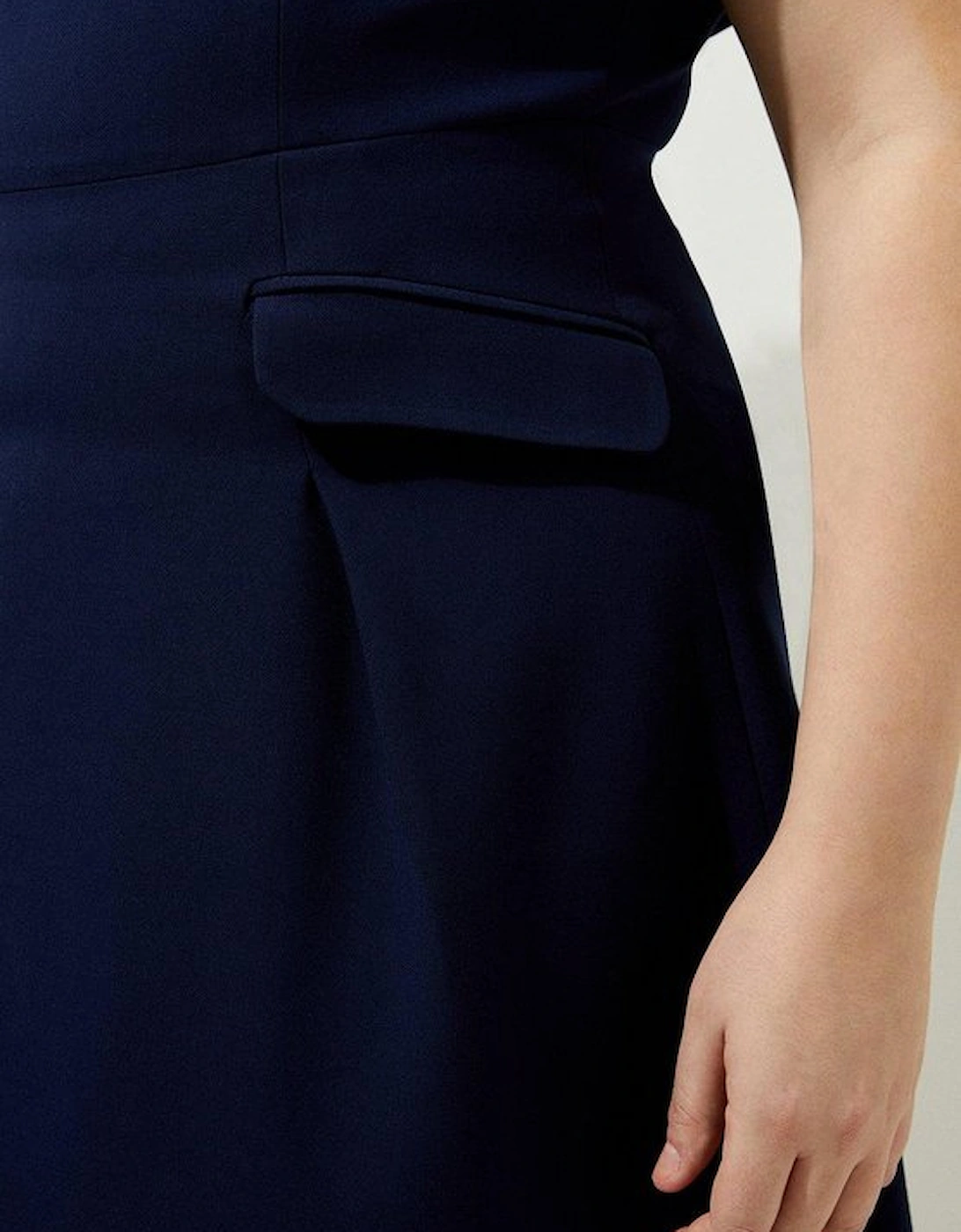Lydia Millen Plus Size Compact Stretch Off The Shoulder Full Skirt Tailored Midi Dress