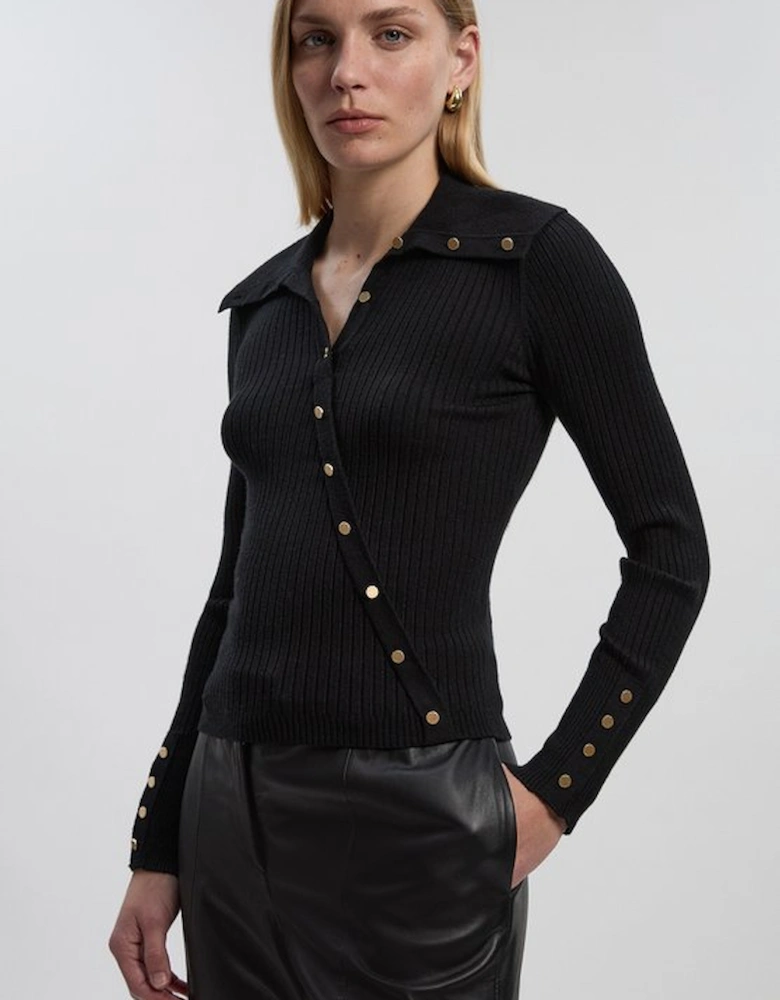 Viscose Blend Trim Detail Knit Top