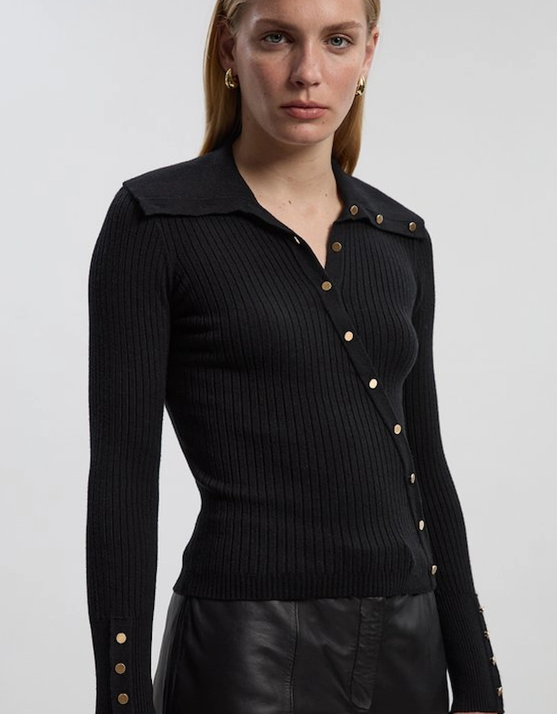 Viscose Blend Trim Detail Knit Top