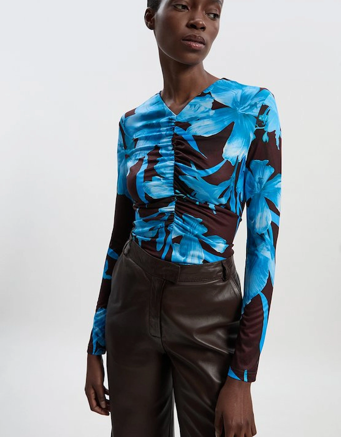 Floral Print Crepe High Neck Top, 2 of 1