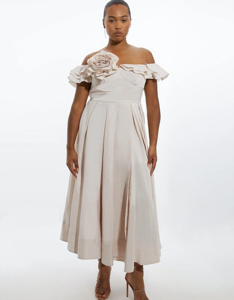 Plus Size Off The Shoulder Taffeta Woven Maxi Dress