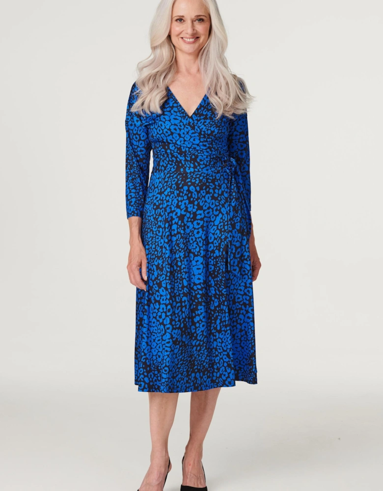 Leopard Print Midi Wrap Dress