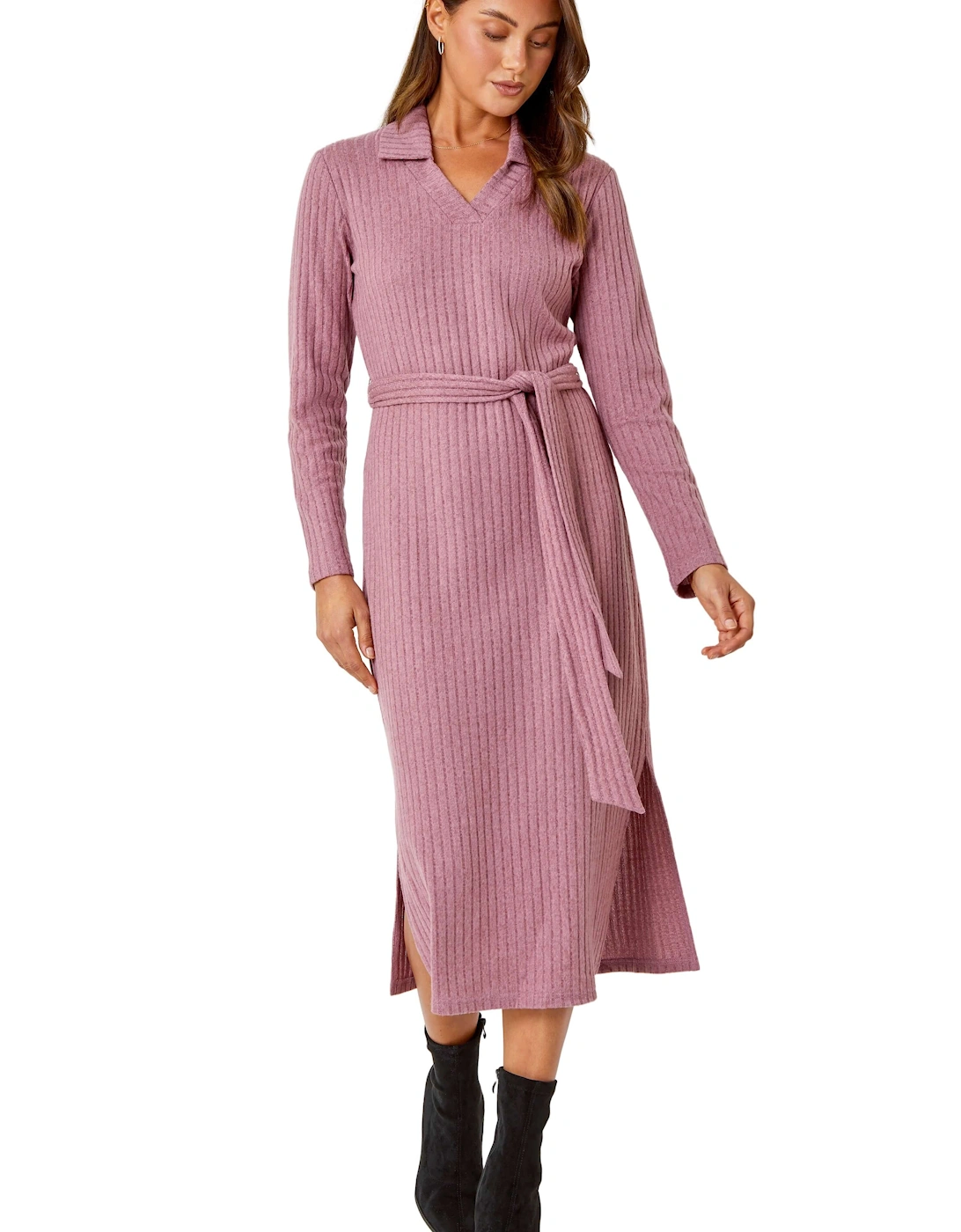 Ribbed Midi Jumper Stretch Dress, 2 of 1