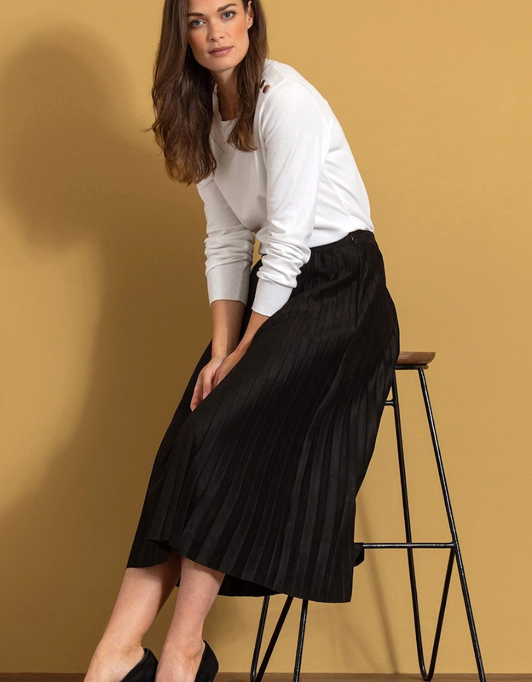 Pleated Suedette Midi Skirt, 2 of 1