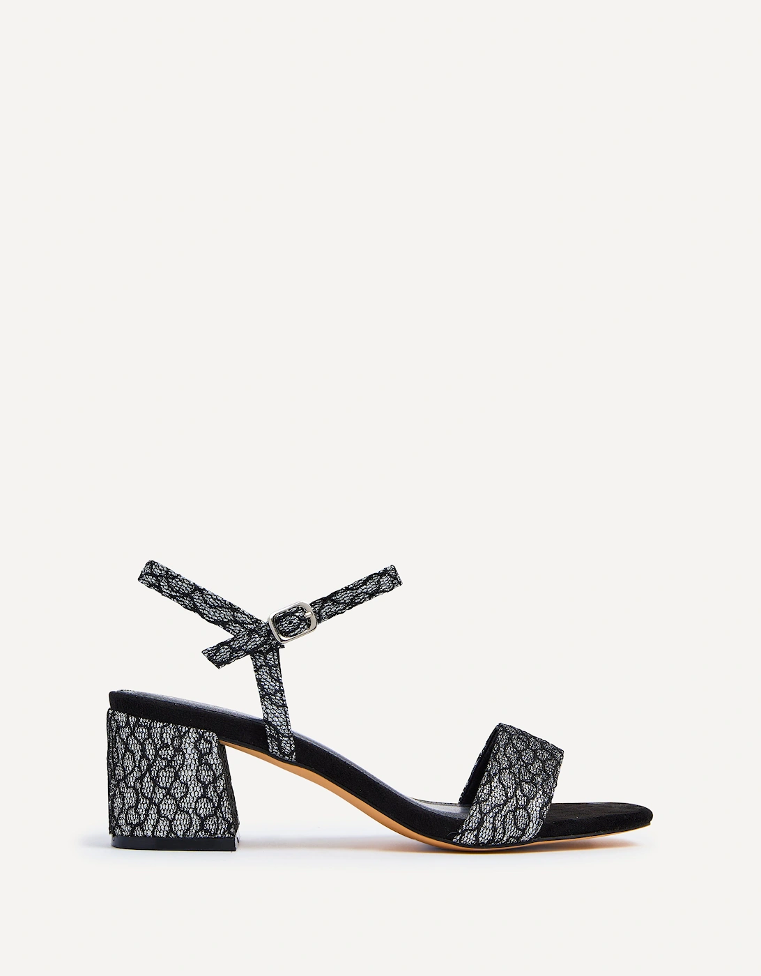 Amari Black & Silver Glitter Barely There Block Heeled Sandals, 2 of 1