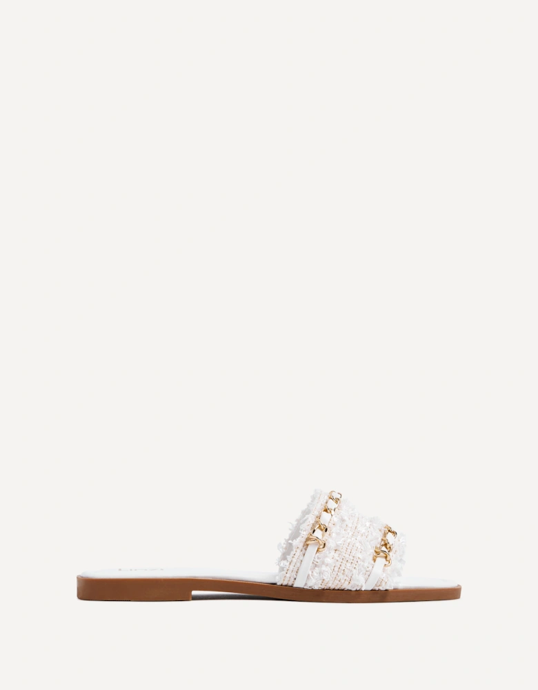 Lola White Faux Leather Slider