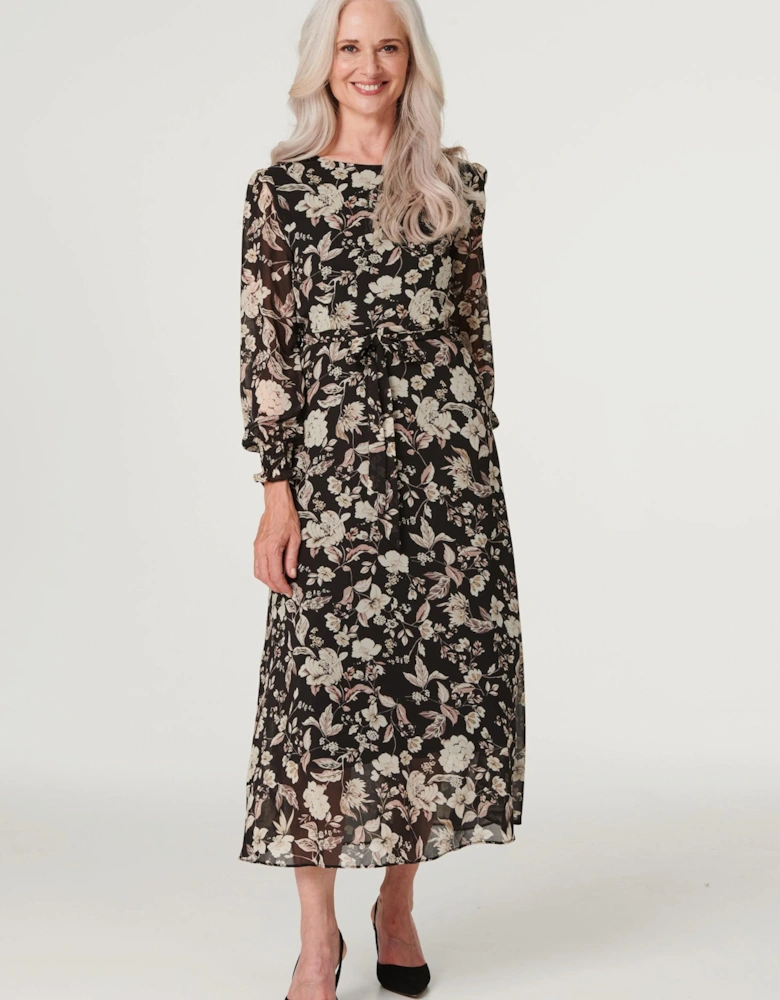 Vintage Floral Midi Tea Dress
