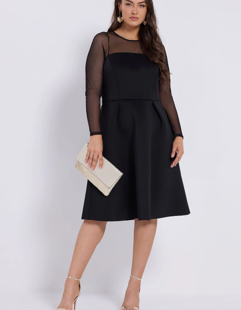 Mesh Skater Midi Dress