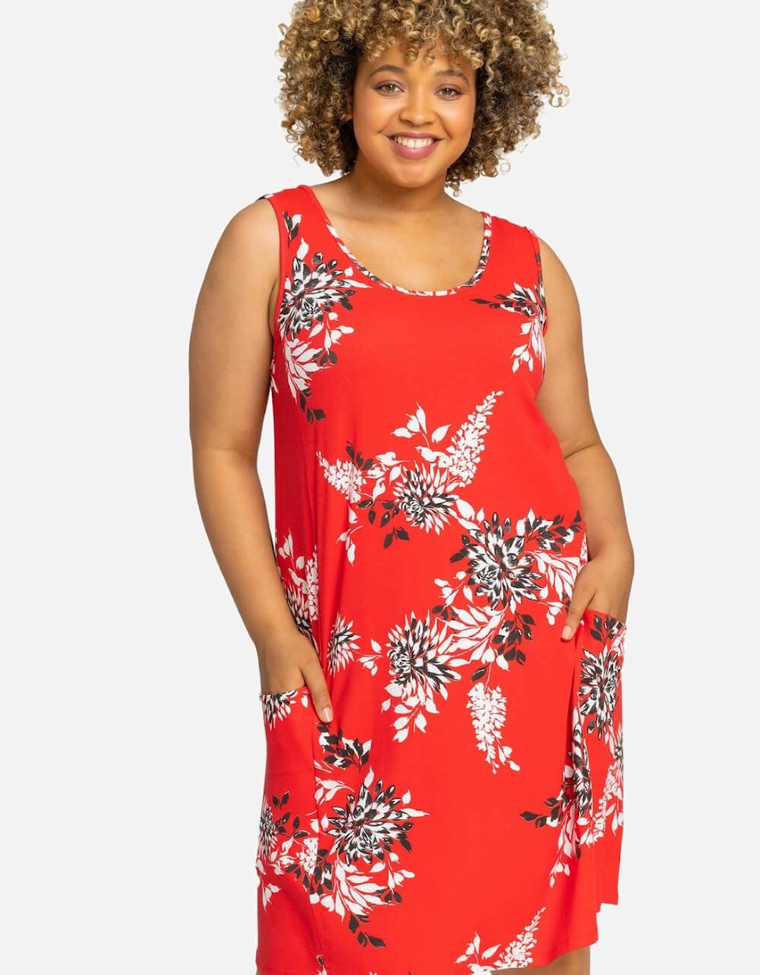 Curve Floral Print Swing Dress, 2 of 1