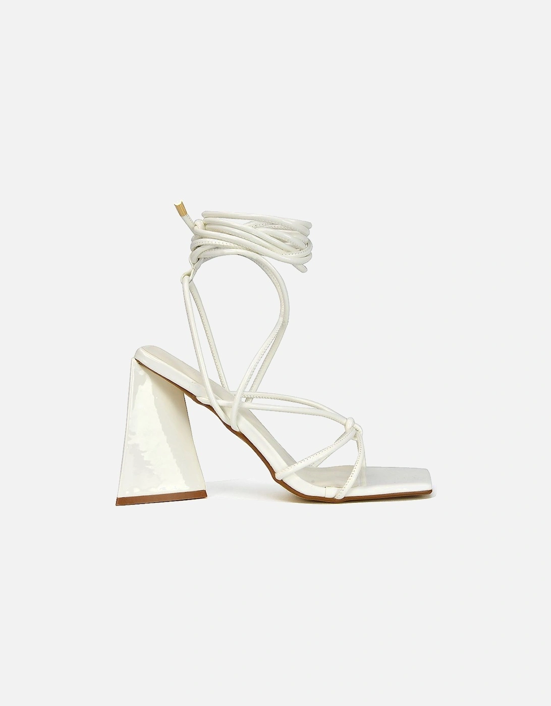 'Krystal' Strappy Lace Up Square Toe Flared Block High Heel, 2 of 1