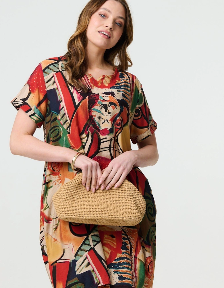 Abstract Print Relaxed Short Shift Dress