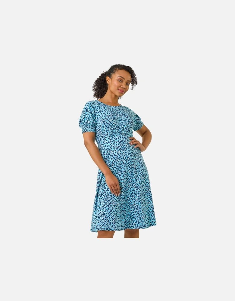 Petite Floral Print Shirred Stretch Dress