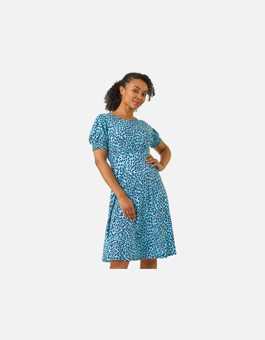 Petite Floral Print Shirred Stretch Dress, 2 of 1